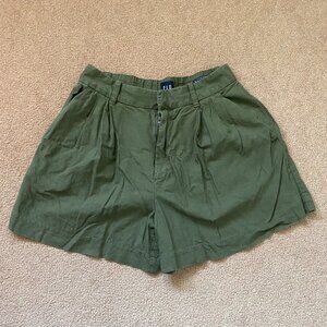 GAP 365 High Rise Linen-Blend Shorts Women's XS Olive Green